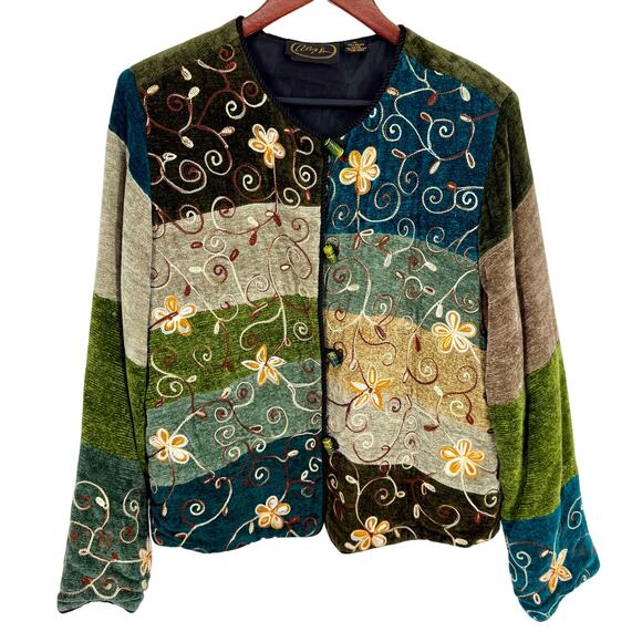 Alex Kim Jackets & Blazers - Alex Kim Sz Large Wearable Art Unique Patchwork Artsy Jacket Blouse Shirt Top